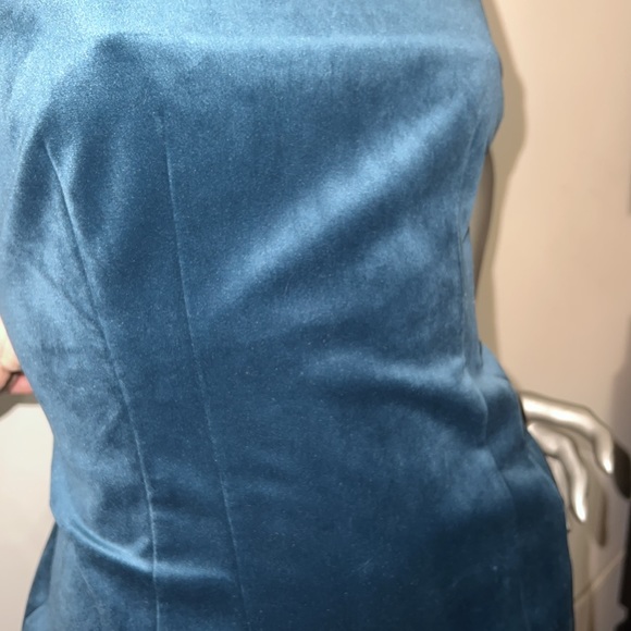 Elie Tahari teal velvet midi dress - Picture 4 of 8